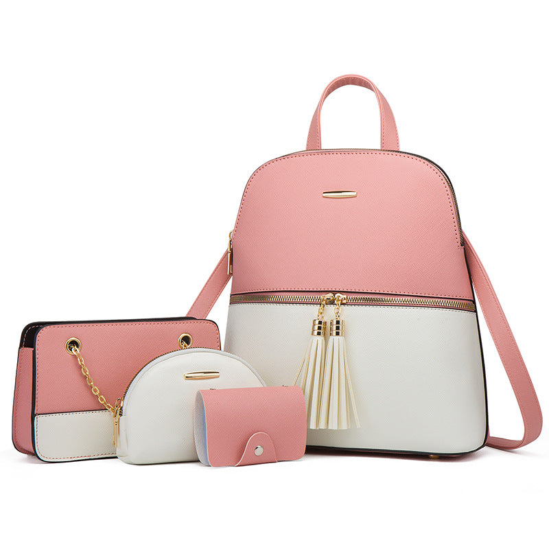 Wholesale PU Backpack, Single Shoulder Diagonal Cross Mother Bag, Four Piece Backpack Set